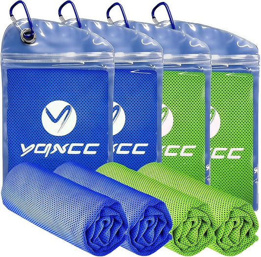 YQXCC 4 Pack Cooling Towels 40"x12", Cool Ice Towels for Neck & Face | Cooling Neck Wraps, Soft Breathable Microfiber Chilly Towels, Ideal for Gym, Yoga, Golf, Running, Camping & Hot Weather