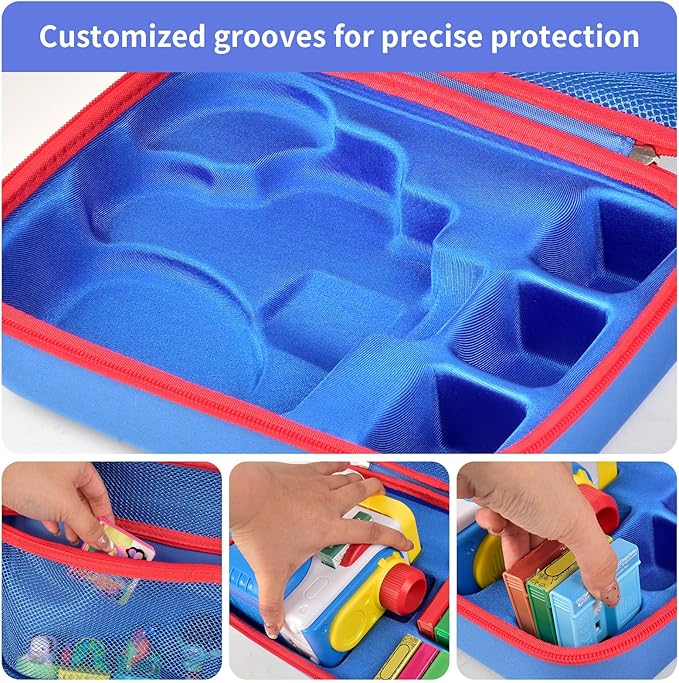 Case Compatible with Little Tikes Story Dream Machine Starter Set, Toys Storage Bag with DIY Embroidery Patches, Organizer for Projector Storytime Books and Audio Character- Blue Space (Box Only)