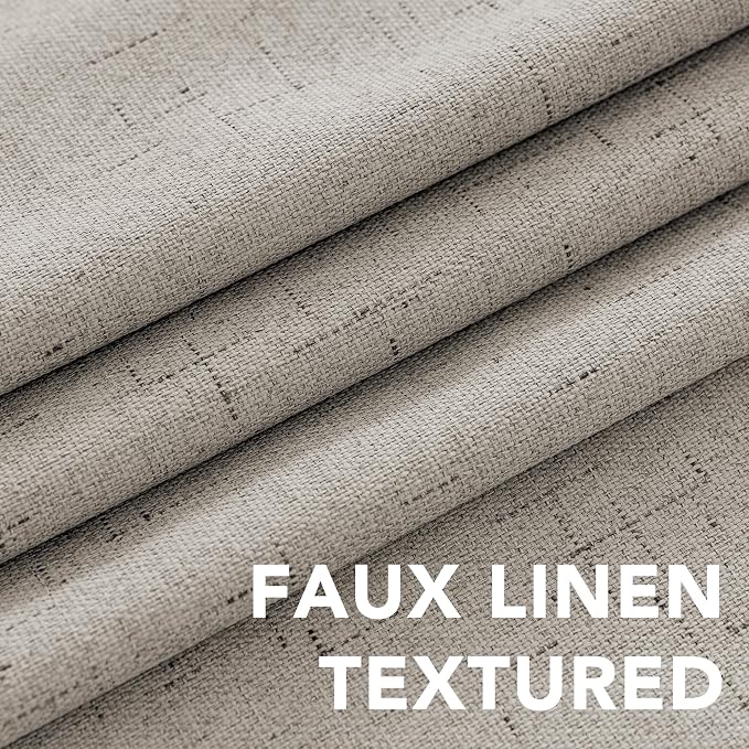 H.VERSAILTEX Linen Blackout Curtains Durable Thick Textured Linen Look 100% Blackout Patio Door Curtain Anti Rust Grommet Extra Wide Sliding Door Curtain Panel, W100 x L96 inch - Stone