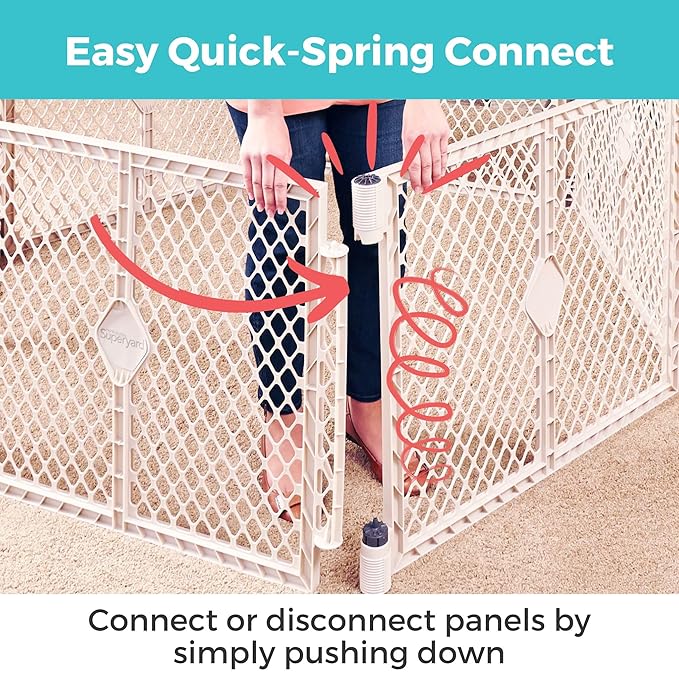 Toddleroo by North States - Superyard Baby Play Yard: Freestanding 6-Panel Baby Playpen - Indoor or Outdoor Use - Made in USA - Encloses Up to 18.5 Square Feet - 26 Inches Tall - Sand