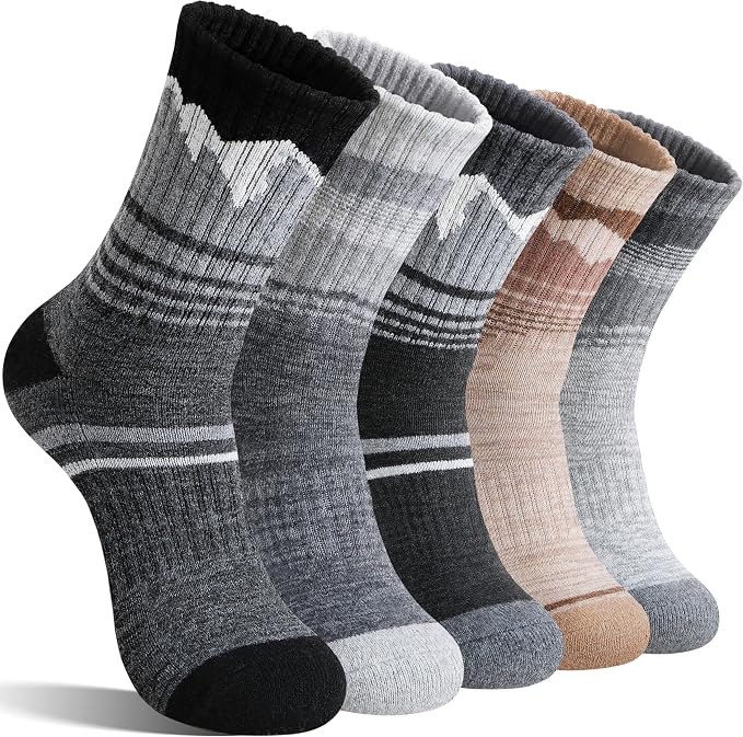 Sandsuced Merino Wool Hiking Warm Socks Thermal Winter Cozy Crew with Cushioned Sole & Moisture Wicking 5 Pairs for Women