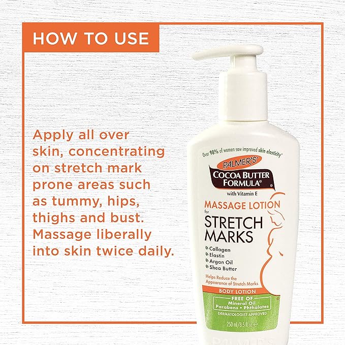 Palmer's Cocoa Butter Formula Massage Lotion For Stretch Marks with Vitamin E, Collagen and Elastin, and Shea Butter, 8.5-Ounce Bottles (Pack of 6)
