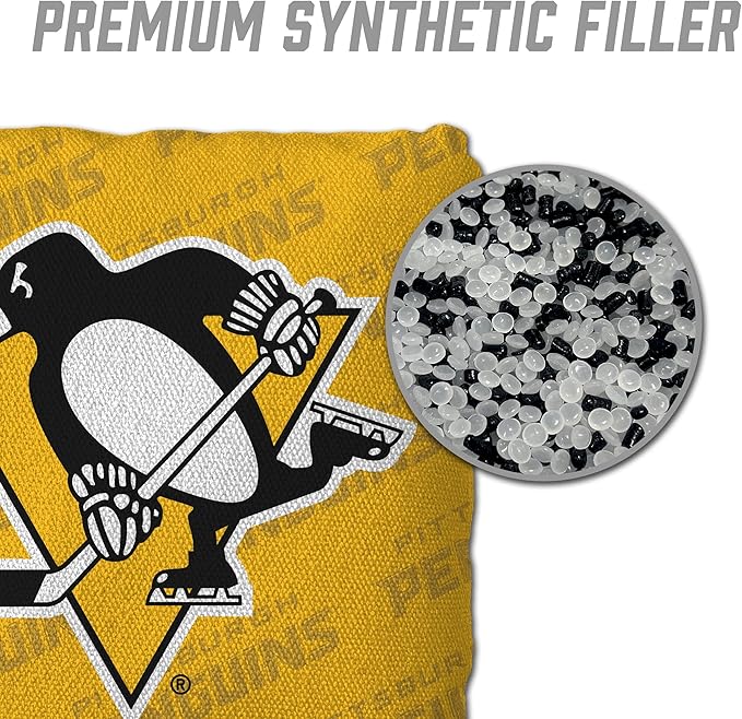 YouTheFan Officially-Licensed NHL Set of 4 Cornhole Bags - All Weather Regulation 6” x 6” Size - 16oz Weight - Designed in USA