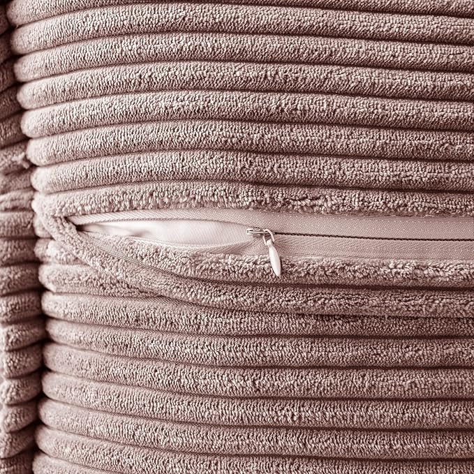 MIULEE Decorative Throw Pillow Covers for Couch 16x16 Inch Blush Pink | 2 Pack, Boho Broadside Striped Patchwork Pillow Covers, Soft Corduroy Cushion Cases, For Sofa Bed Livingroom Home Decor