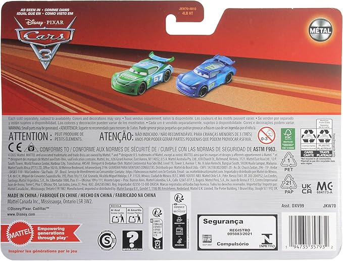 Mattel Disney Cars 2-Pack Carbon Cyber #67 Jim Reverick & Lil' Torquey Pistons #117 Spikey Fillups