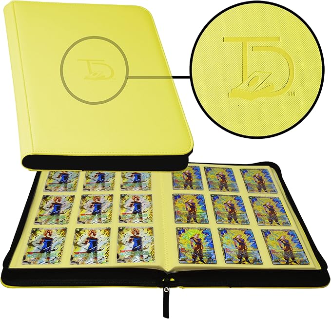 TopDeck 500 Card Ringless Zip Binder Pro - 9-Pocket Pages Side Load Sleeve TCG Storage Portfolio, Compatible with Pokemon, Yu-Gi-Oh, One Piece, MTG, Comic Trading Collectible Cards - Yellow