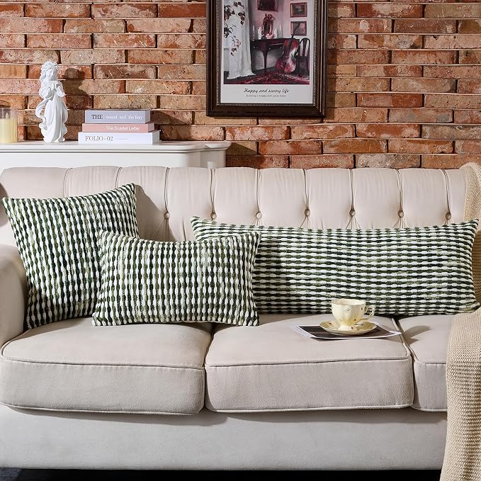 Boho Chenille Pillow Cover Decorative Tufted Pillowcase for Couch Bed Sofa Bedroom Living Room Modern 18 x 18-Inch Sage Green
