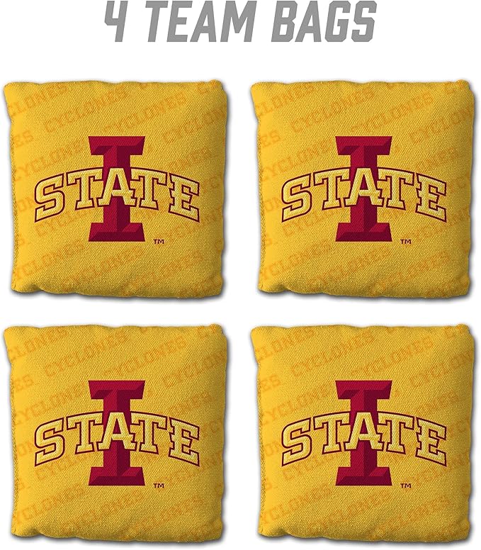 YouTheFan Officially-Licensed NCAA Set of 4 Cornhole Bags - All Weather Regulation 6” x 6” Size - 16oz Weight - Designed in USA