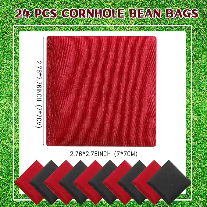 Sotiff 24 Pcs Bean Bags Mini Nylon Cornhole Bean Bags for Kids Tossing Fun Sports Outdoor Family Games Carnival Toy Patriotic Small Beanbag Hand Toss Party Game Supplies for Kid Adult (Red Black)