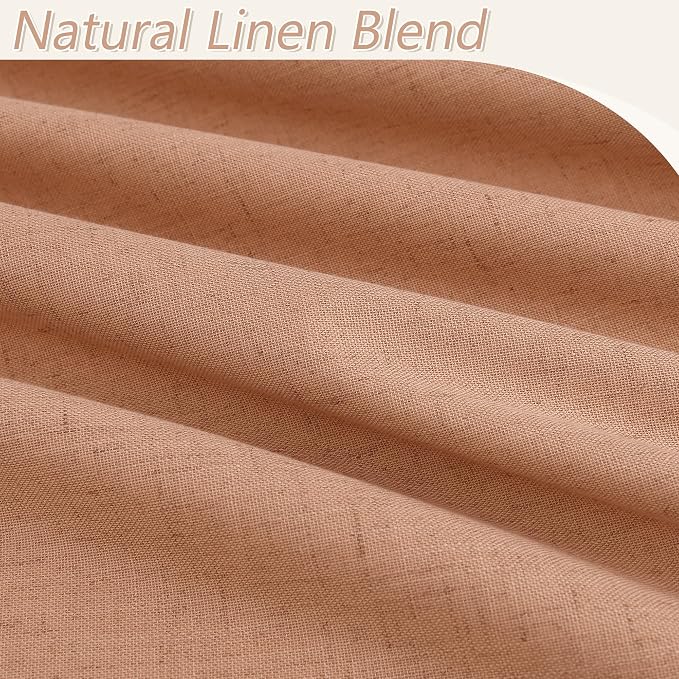 Guken 100% Blackout Curtains 102 Inch Length 2 Panels Set for Living Room Bedroom Back Tab Thermal Insulated Black Out Linen Drapes Room Darkening Peach Quartz,52x102