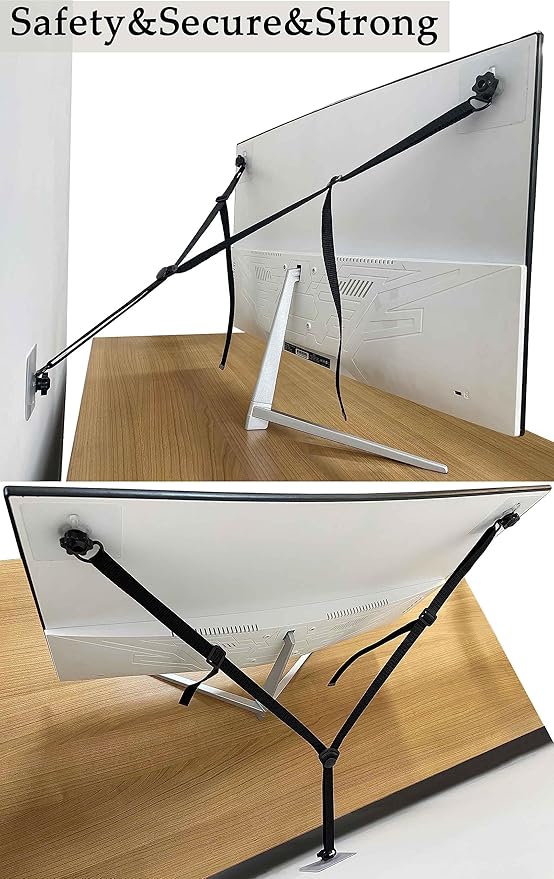 3 Pack Adjustable TV Safety Straps, No-Drill Anti-Tip Furniture Anchors for Baby Proofing, Flat Screens Fix to Wall,Cabinet,Stand Or Desk, Earthquake Straps