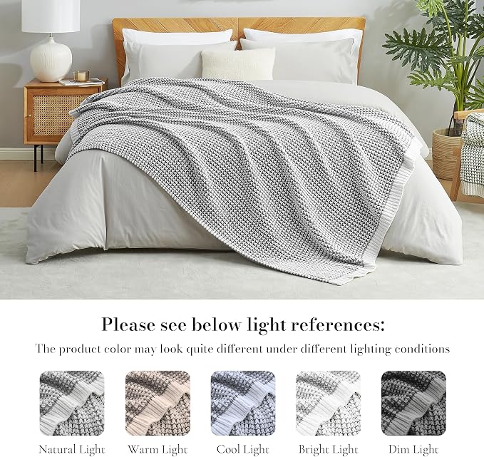Knit Throw Blanket, Soft Chenille Cozy Breathable Pineapple Chunky Decorative Blanket for Couch, Bed & Sofa, French-Inspired Lightweight Warm Gift for Women, Gray, 60"x80"