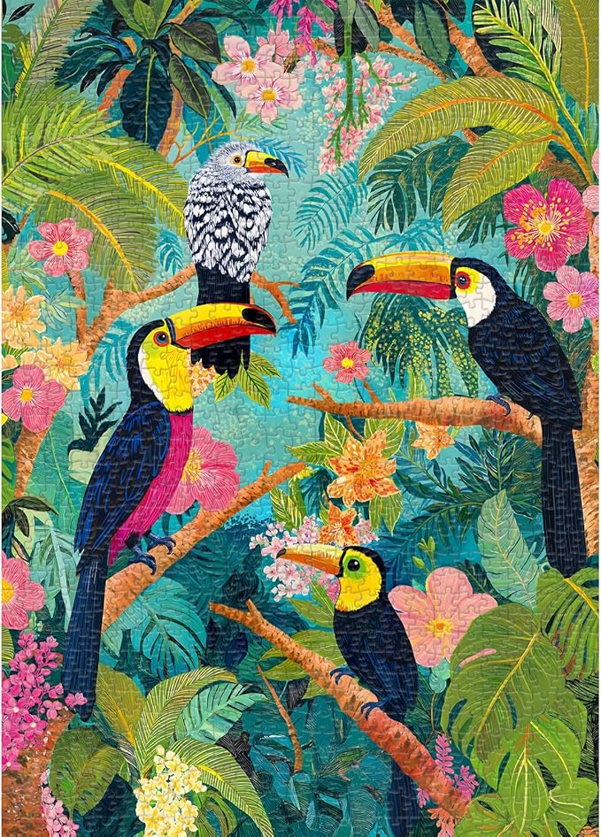 Sutinban Toucan 1000 Pieces Puzzles for Adults, Jigsaw Puzzle 1000 Pieces,Unique Rainforest Jungle Puzzles for Adults Bird Vibrant Challenging Funny Puzzle for Happy Family&Kids Great Gift