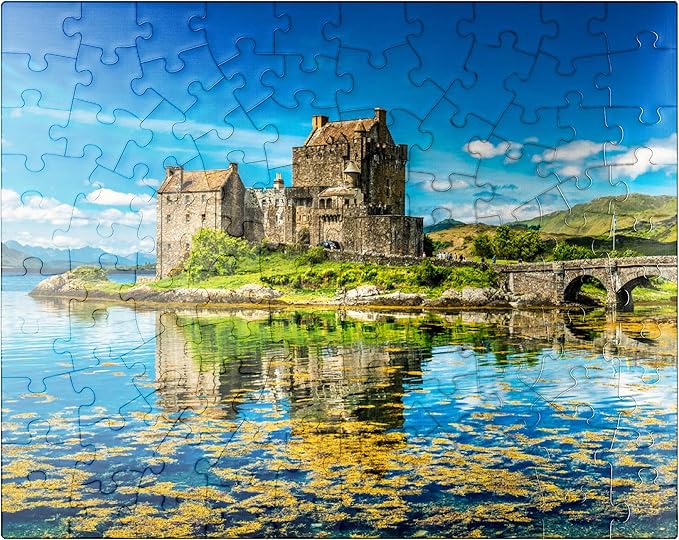 MyPuzzle Eilean Donan Castle On A Warm Summer Day - Dornie, Scotland - Premium 100 Piece Jigsaw Puzzle for Adults