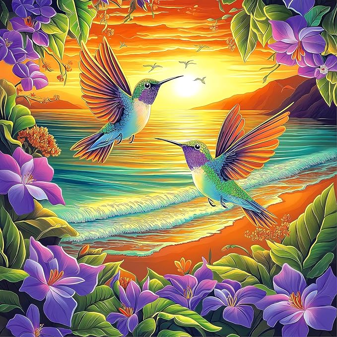 500 Piece Jigsaw Puzzle for Adults – Hummingbirds & Beach Flower Design - Challenging Unique Puzzle - 20x20 Inches - Perfect for Family Fun