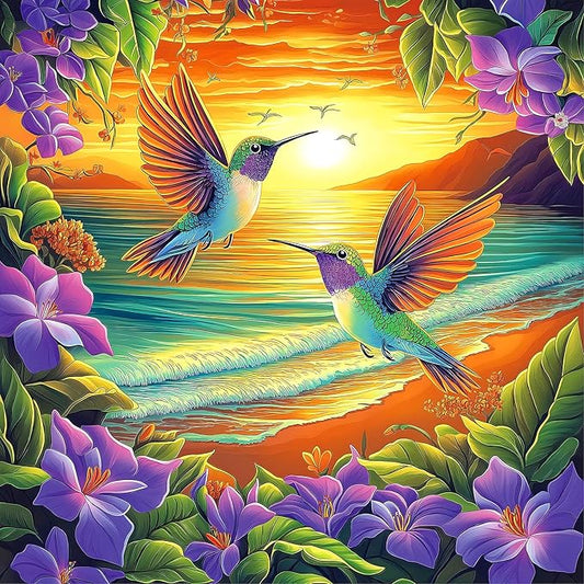 500 Piece Jigsaw Puzzle for Adults – Hummingbirds & Beach Flower Design - Challenging Unique Puzzle - 20x20 Inches - Perfect for Family Fun