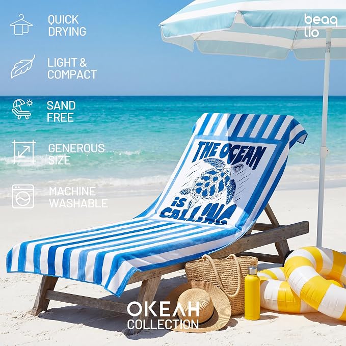 Microfiber Beach Towel Oversized w/Travel Bag, 71 * 36'' Double Print 2-in-1 Quick Dry XL Beach Towels for Cruise Pool Yoga Gym Vacation Gift, Lightweight Absorbent Sandproof Large Bath Towel