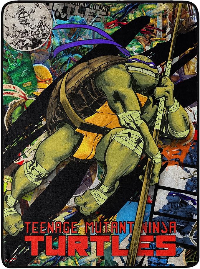 Northwest Teenage Mutant Ninja Turtles Micro Raschel Throw Blanket, 46" x 60", Dashing Donnie