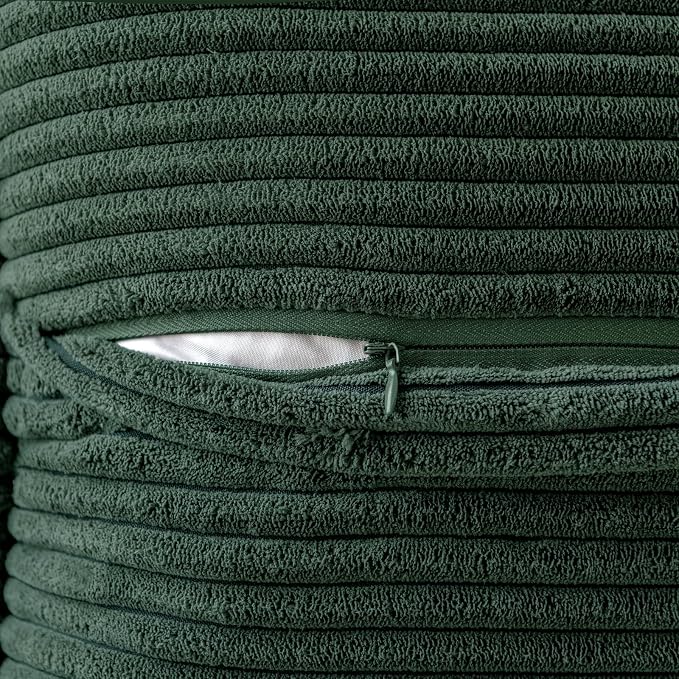 MIULEE Decorative Throw Pillow Covers for Couch 20x20 Inch Dark Green | 2 Pack, Boho Broadside Striped Patchwork Pillow Covers, Soft Corduroy Cushion Cases, For Sofa Bed Livingroom Home Decor