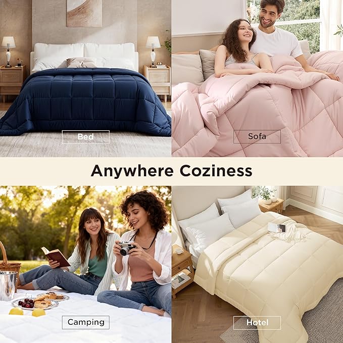 Bedsure Comforter Duvet Insert - Quilted Comforters Cal King Size, All Season Duvet, Down Alternative Bedding, with 8 Tabs, Gifts for Women/Men, Light Grey,Alaskan King 130x120 Inches