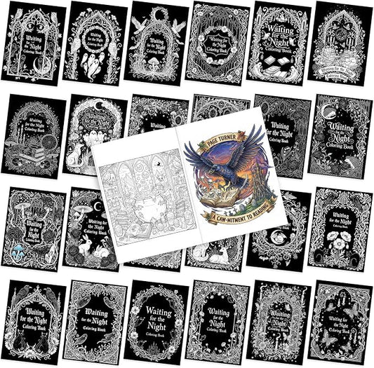 Liliful 24 Pcs Gothic Dark Romantic Coloring Book Bulk Intricate Noir Illustration Books, Ideal for Leisure Relaxation, Gothic Enthusiast Gifts & Atmospheric Creative Activities