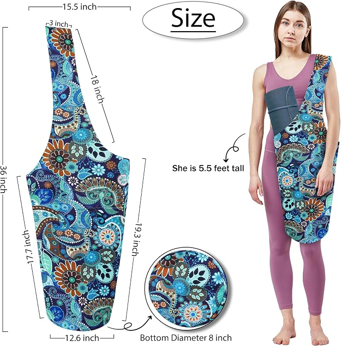 Yoga Mat Bag Yoga Tote Bag with Large Pocket and Zipper Pocket Yoga Mat Bag Carrier Fit Most Size Mats and All You Stuff