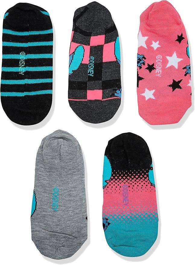 Disney Women's Lilo & Stitch 5 Pack No Show Socks
