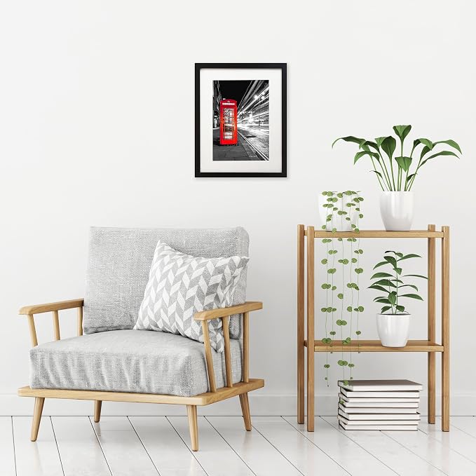Americanflat 11x14 Picture Frame with Shatter-Resistant Glass - Use as 8x10 Frame with Mat or Display 11x14 Photo Without Mat - Signature Collection - Picture Frames for Wall Display - Black | Shatter-resistant glass, hangs vertical or horizontal, sawt...