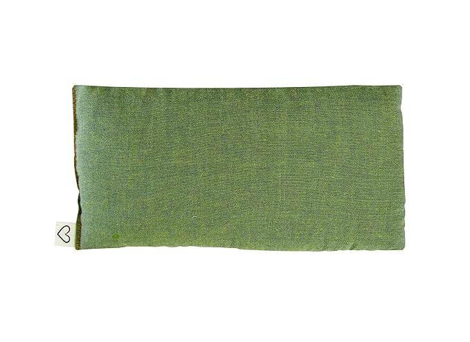 Unscented Flax Eye Pillow - Soft & Soothing Cotton Naturally Calming Colors - Weighted Yoga Massage Headache Sleep Made USA - green moss
