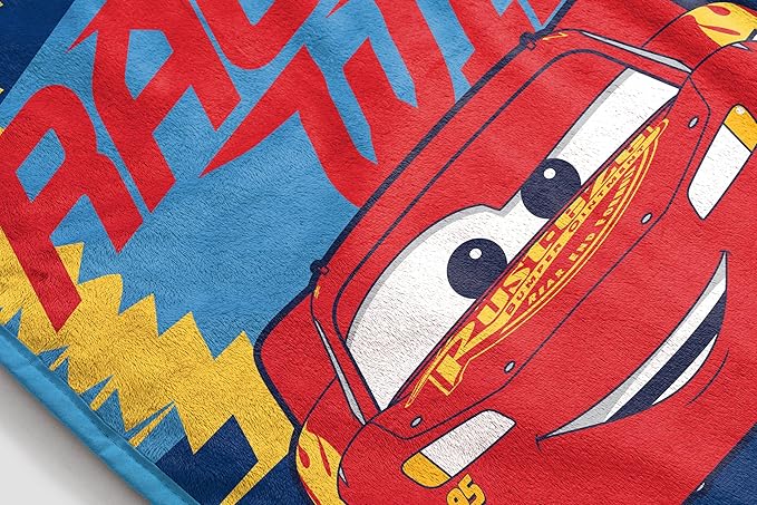 Jay Franco Kids Plush Throw Blanket – Soft & Cozy Fleece Throw for Bedroom & Couch Décor, Official Licensed Product, Blue - Cars, 46x60 - Throw Blanket