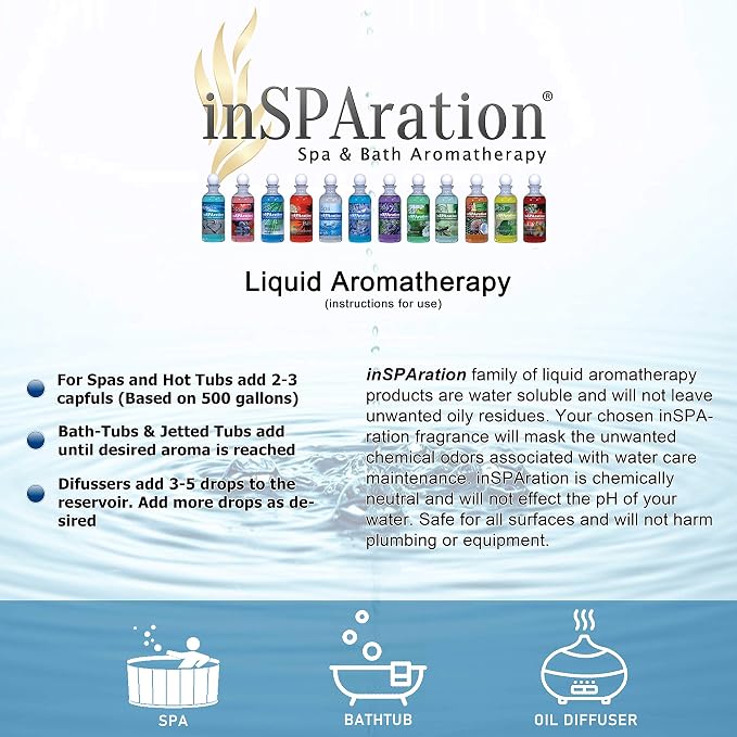 inSPAration Spa and Bath Aromatherapy 111X Spa Liquid, 9-Ounce, April Showers , Purple