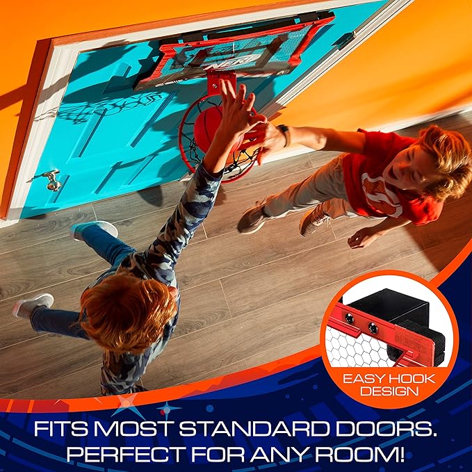 NERF Basketball Hoop Set - Pro Hoop Mini Hoop Set with Mini NERF Basketball - Steel Rim Great for Dunking