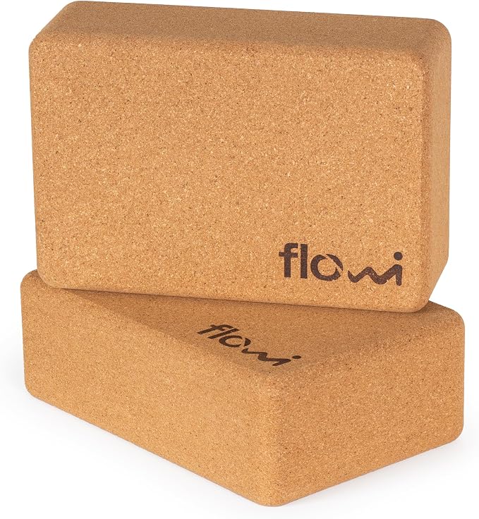 Natural Cork Yoga Blocks 2 Pack with Strap & Massage Balls - Premium Yoga Accessories for Women & Men