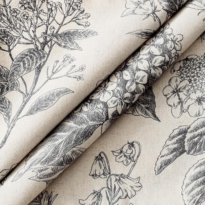 Set of 2 Decorative Floral Pillow Covers 22x22 Inch Black | Neutral Hydrangea Print, Boho Vintage Throw Cushion Covers, Cottagecore Home Decor, for Sofa Couch Porch Bedroom Living Room