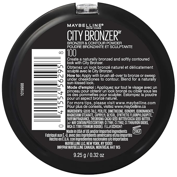 Maybelline New York City Bronzer Powder Makeup, Bronzer and Contour Powder, 100, 0.32 oz.