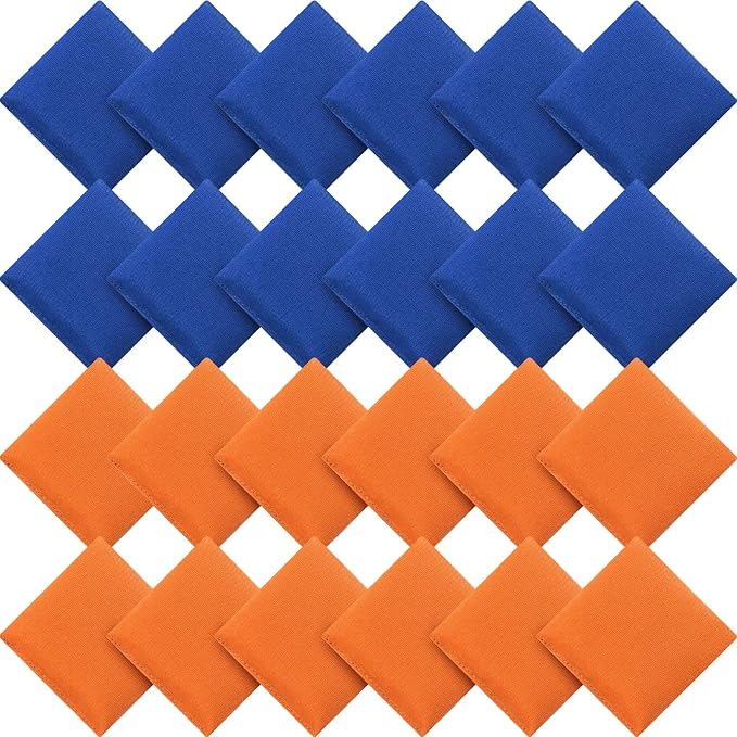 Sotiff 24 Pcs Bean Bags Mini Nylon Cornhole Bean Bags for Kids Tossing Fun Sports Outdoor Family Games Carnival Toy Patriotic Small Beanbag Hand Toss Party Game Supplies for Kid Adult (Blue, Orange)