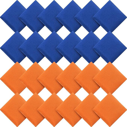 Sotiff 24 Pcs Bean Bags Mini Nylon Cornhole Bean Bags for Kids Tossing Fun Sports Outdoor Family Games Carnival Toy Patriotic Small Beanbag Hand Toss Party Game Supplies for Kid Adult (Blue, Orange)