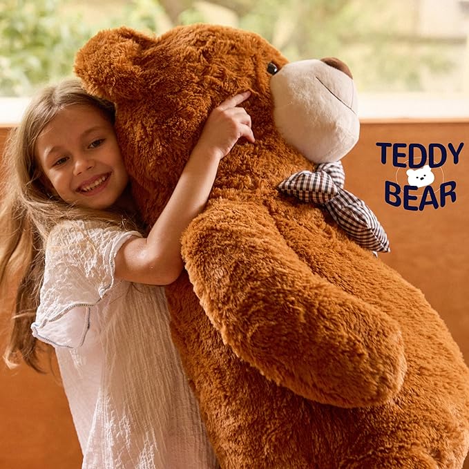 47 inch Big Giant Teddy Bear Stuffed Animals, Dark Brown Soft Plush Life Size Bear Toy All Ages Gift for Children/Girlfriend/Valentine's Day/Christmas/Birthday/Baby Shower/Wedding/Party Decorations
