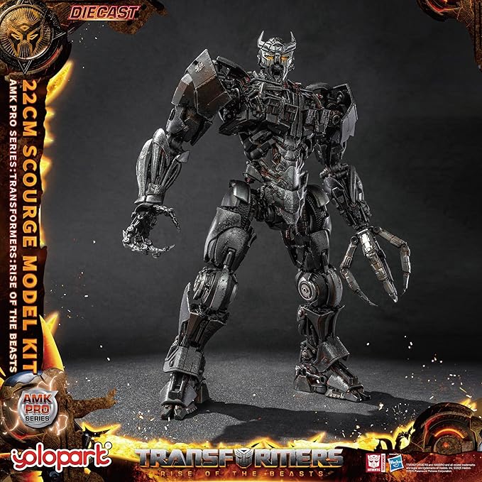 YOLOPARK Transformers AMK PRO Scourge Action Figure, 8.66 Inch Rise of The Beasts Transformers Toy with Magnetic Control LED,Highly Articulated Collectible Model Kit for Ages 15 and Up,No Converting