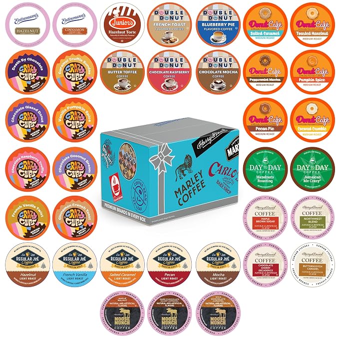 Crazy Cups Flavored Coffee Pods Variety Pack for Keurig K Cups Brewers, Assorted Flavored Coffee Sampler, 36 Count(Pack of 1)