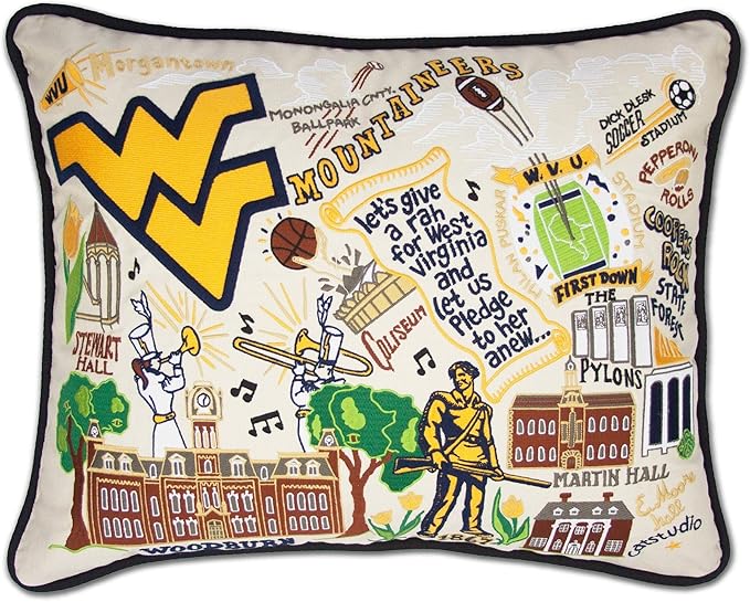 Catstudio West Virginia University Collegiate Embroidered Decorative Throw Pillow