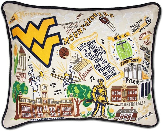 Catstudio West Virginia University Collegiate Embroidered Decorative Throw Pillow