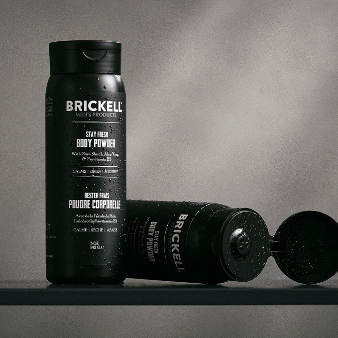 Brickell Men's Products Stay Fresh Body Powder for Men, Talc-Free, Absorbs Sweat, Keeps Skin Dry, With Aloe, Pro-Vitamin B5, and Corn Starch, 5 oz, Unscented