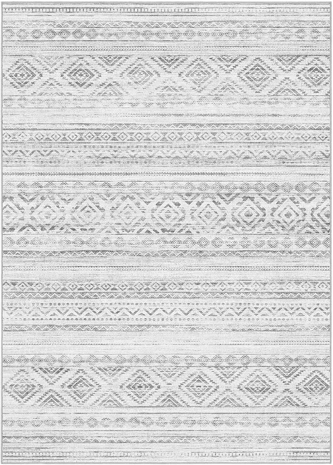 cotiled 5x8 Area Rugs Living Room Rug: Washable Boho Rugs with Non Slip Backing Large Soft Indoor Stain Resistant Carpet for Bedroom Farmhouse Dining Room Lightweight Home Decor Light Grey