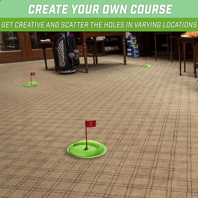 GoSports Pure Putt Challenge Mini Golf Game - Build Your Own Course at Home, The Office or On The Green - Includes 9 Holes, 4 Balls, Dry-Erase Scorecard, Tote Bag & Rules