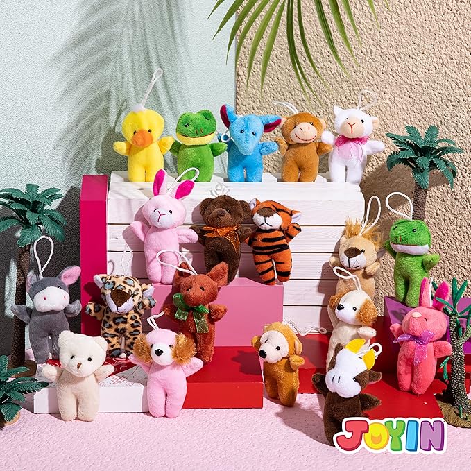 JOYIN 24 Pcs Mini Animal Plush Toys, 3” Stuffed Animal Bulk for Kids Birthday Party Favors, Presents, Pinata Fillers, Goodie Bag Fillers, School Prizes, Halloween Goodie Bags