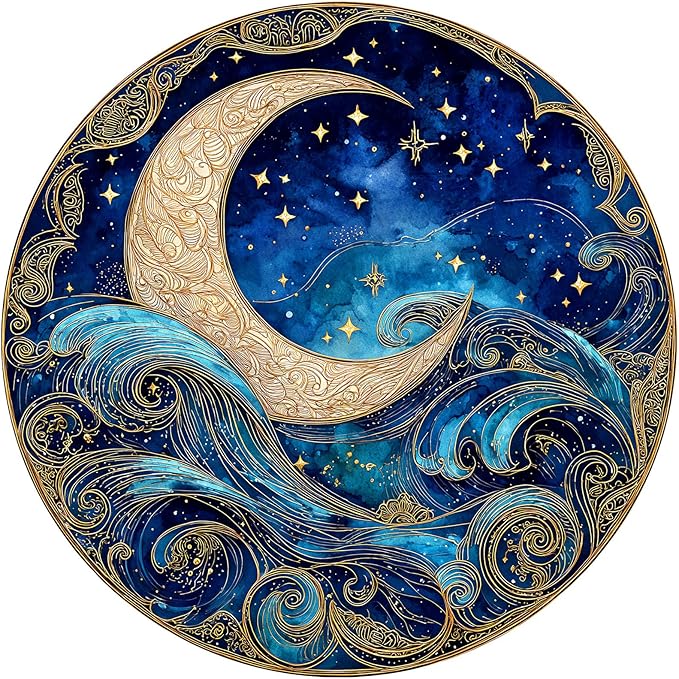 1000 Piece Puzzle for Adults - Waves Stars and Moon Jigsaw Puzzles - Impossible Hard Difficult Challenging Jigsaw Puzzle -Brain Teaser Adult Puzzles - Christmas Birthday Gifts for Women/Men