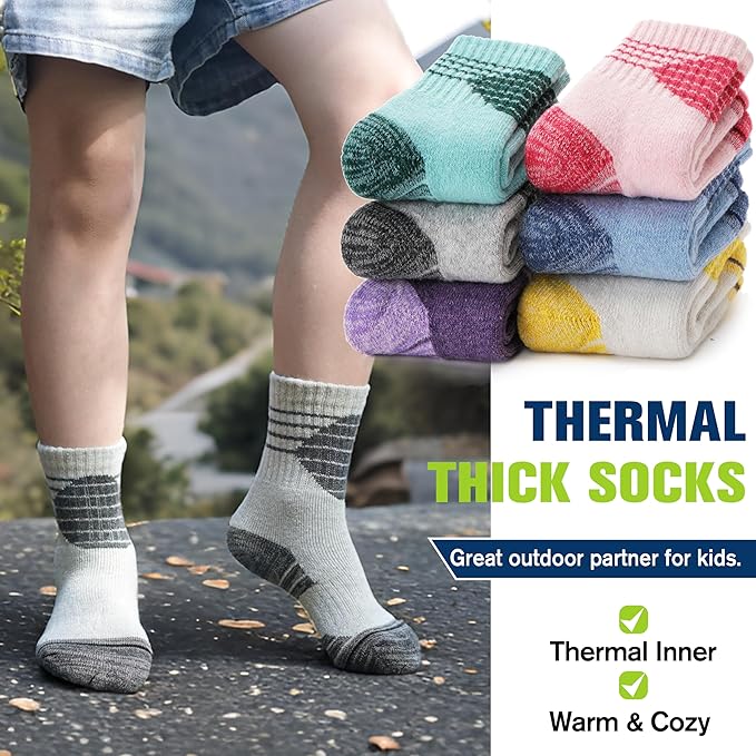 ANTSANG Kids Toddlers Boys Girls Merino Wool Hiking Athletic Thermal Warm Winter Socks