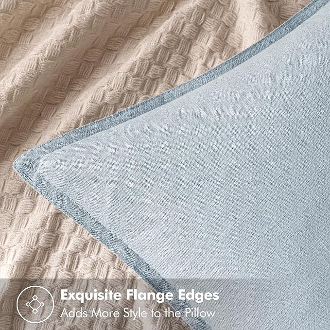 MIULEE Decorative Linen Pillow Covers 20x20 Inch Light Blue | Boho Farmhouse Neutral Couch Throw Pillows for Bed, Pack of 2 Accent Coastal Modern Pillowcases, Sofa Livingroom Home Decor