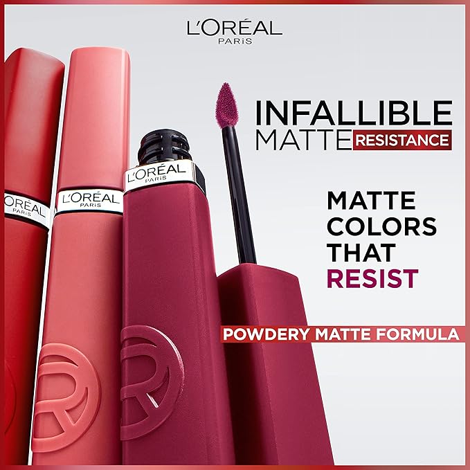 L'Oreal Paris Infallible Matte Resistance Liquid Lipstick, up to 16 Hour Wear, Worth It 601, 0.16 Fl Oz